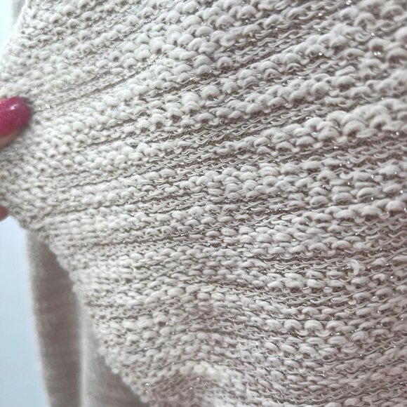 Sunday for Anthropologie Open Front Cardigan BGE SLVR Thread Blend Shimmer W 2X - Picture 6 of 10
